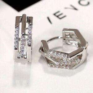 Luxe Cubic Zirconia Line Hoop Earrings